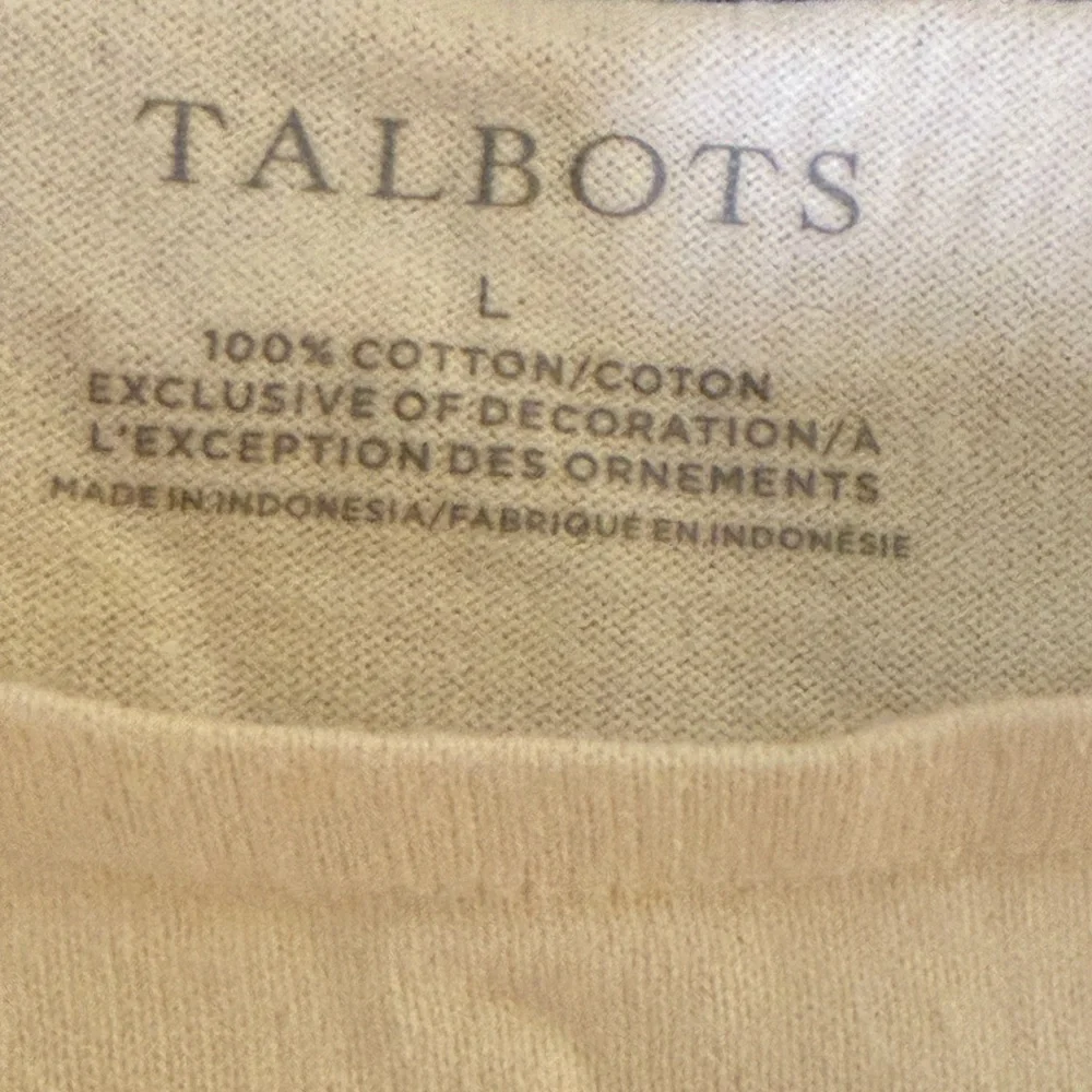 Talbots Beige Blue and Pink Stripes Cotton Top Size L - Picture 3 of 4